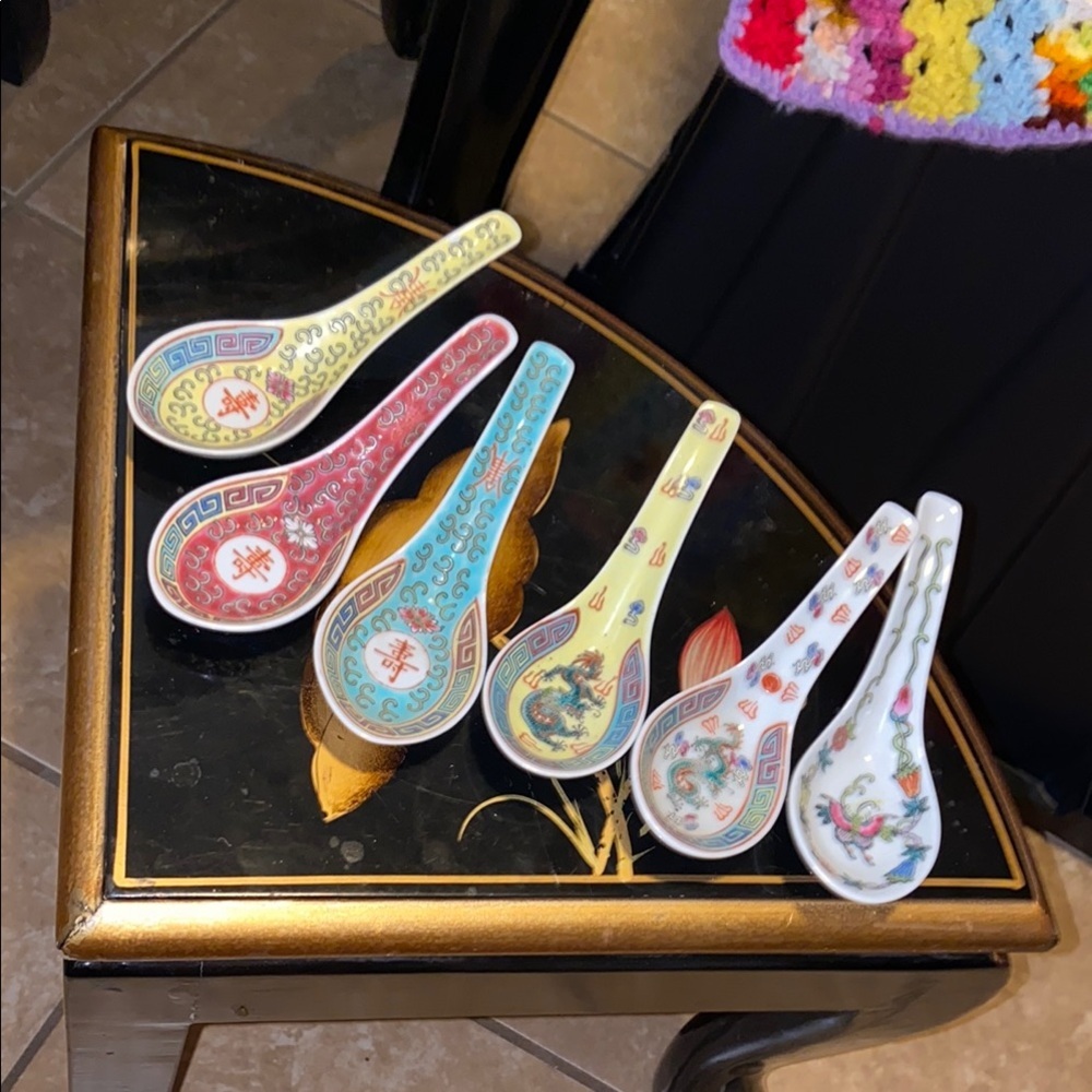 BX50 Set of 6 Colorful Porcelain Spoons - Picture 1 of 7